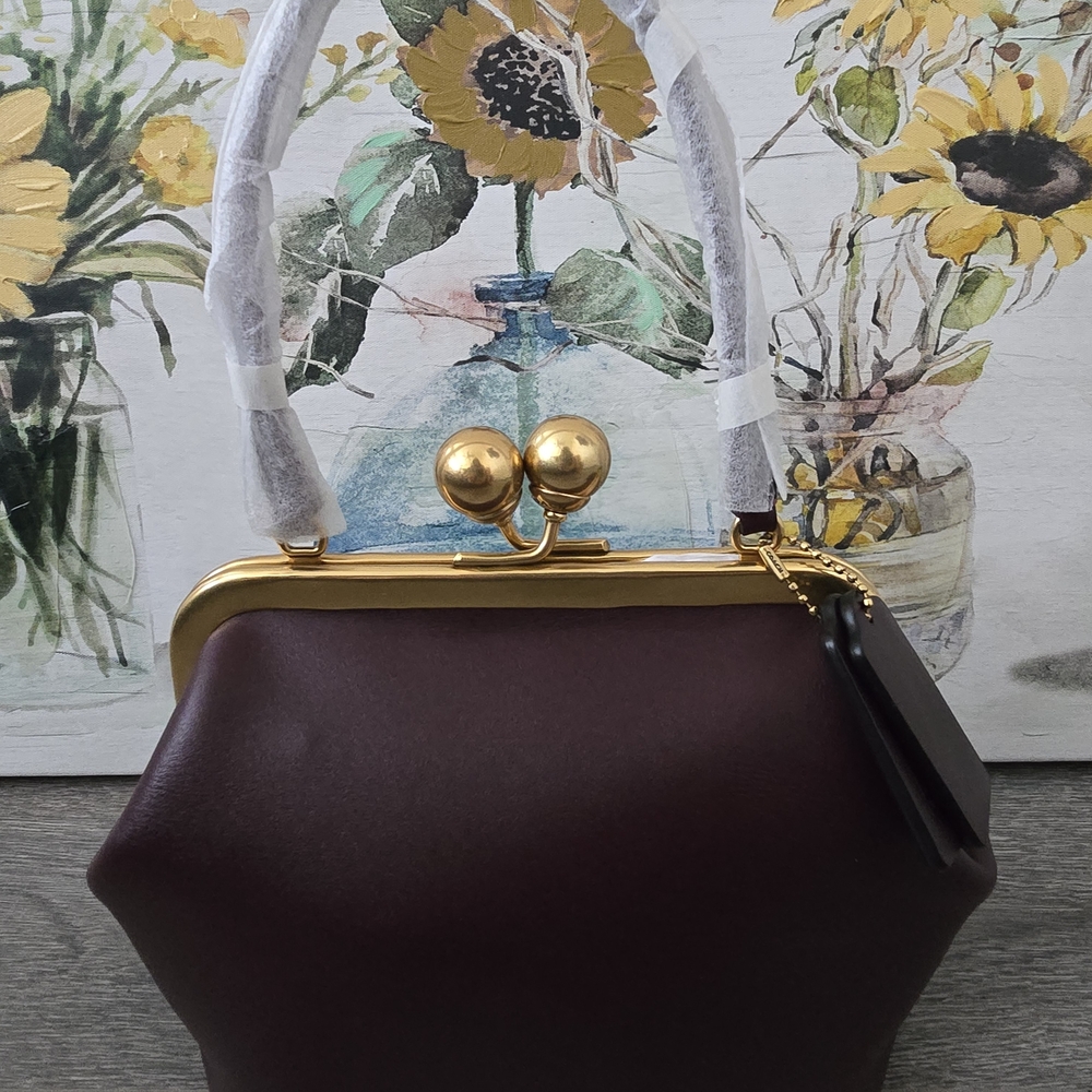 Coach Black Currant Small Kisslock Bag - Picture 2 of 5
